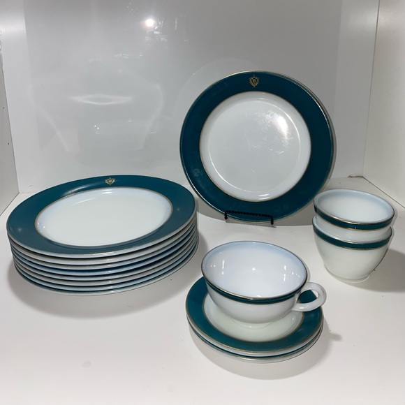23 Piece Dark Teal Bone China Set
